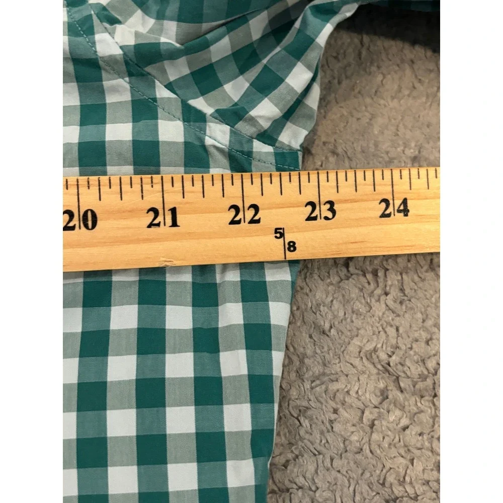 Banana Republic Grant Slim Fit Luxe Stretch Poplin Gingham Shirt Green Mens L